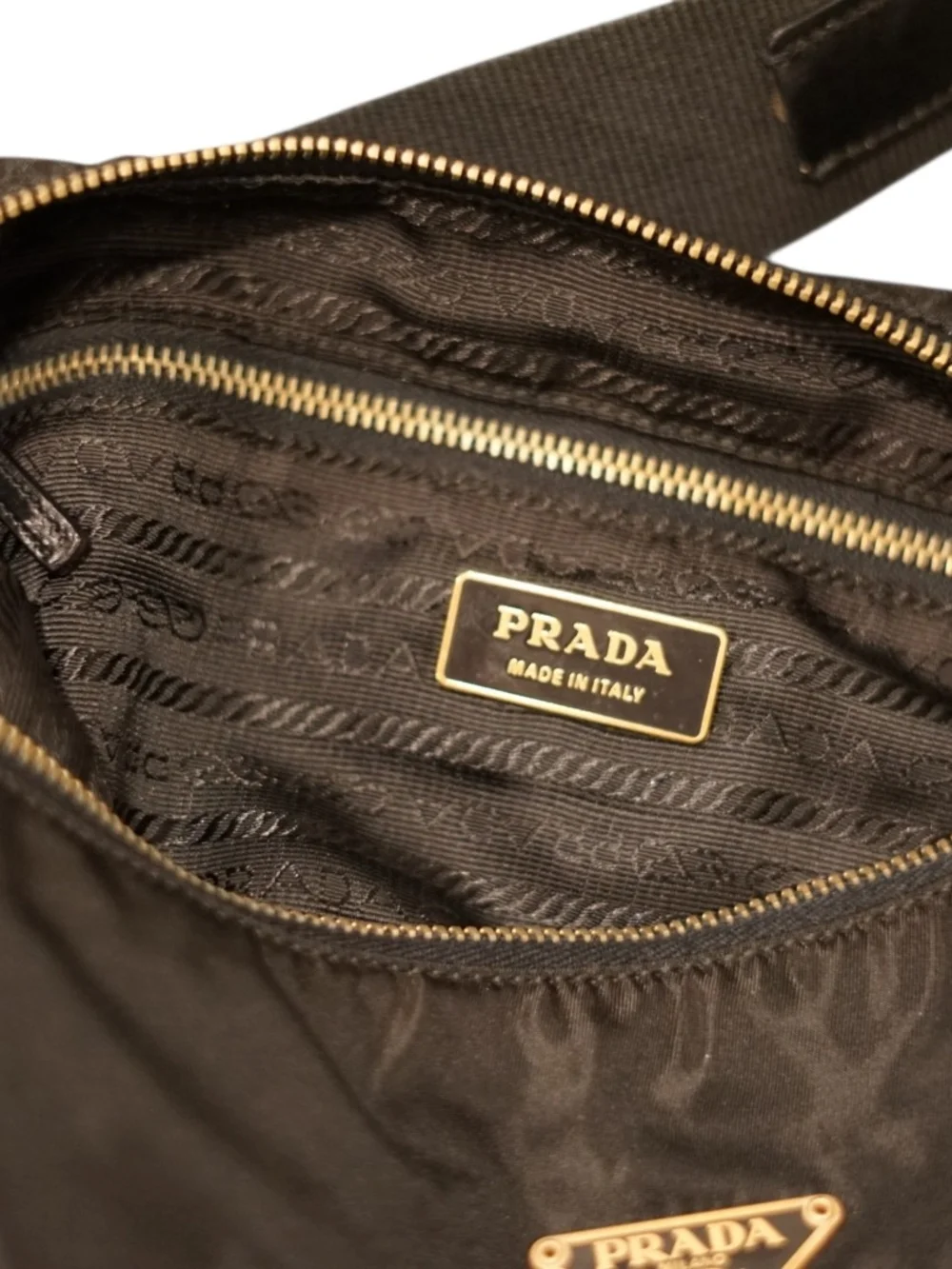 Prada Black Nylon Hobo Bag with Gold HW